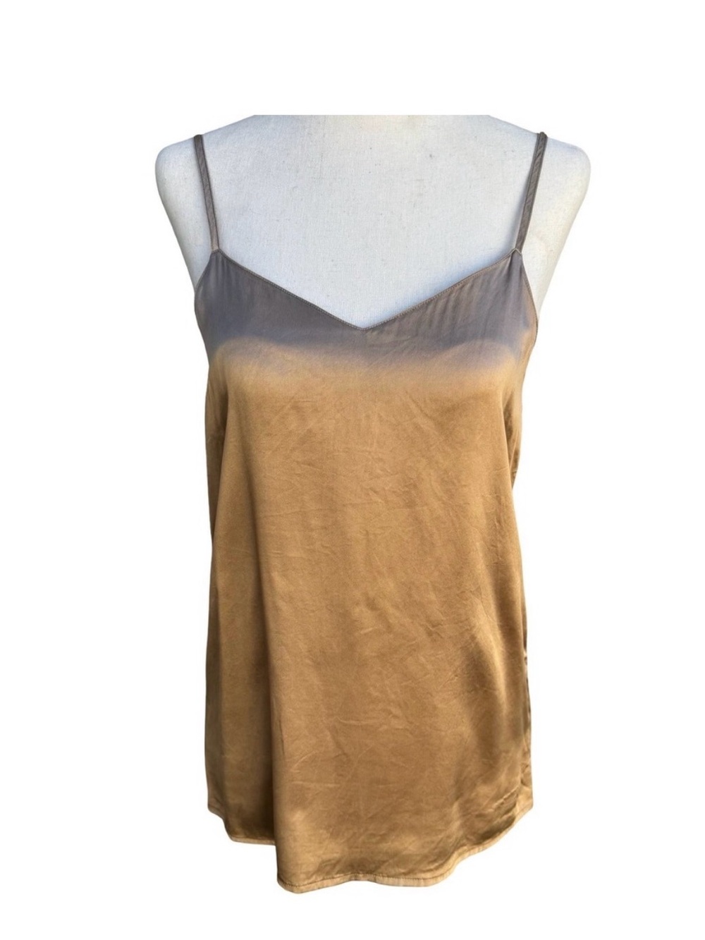 Andrea Jovine Vintage 90s Y2K Womens Bronze Gold Ombre Silk Camisole Tank Top 6 - Picture 3 of 8